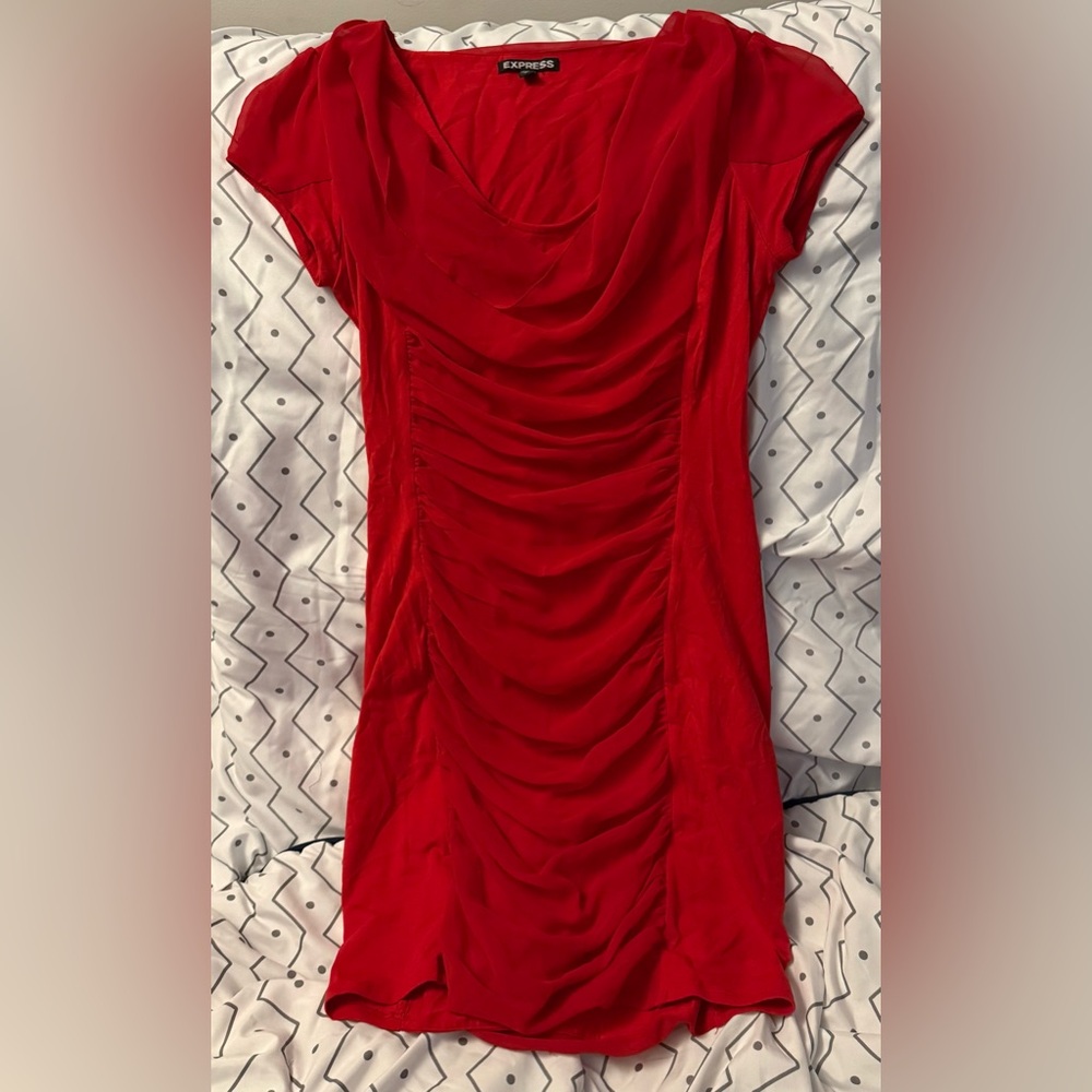 Express Red Ruched Dress